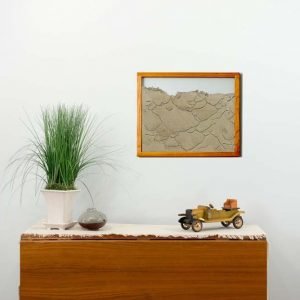 cherry natural wood frame ant farm hanging on wall