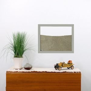 light grey painted wood frame ant farm hanging on wall